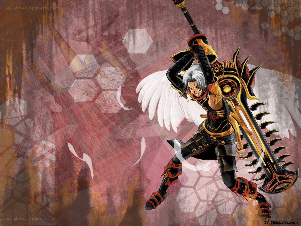 anime warrior with large weapon