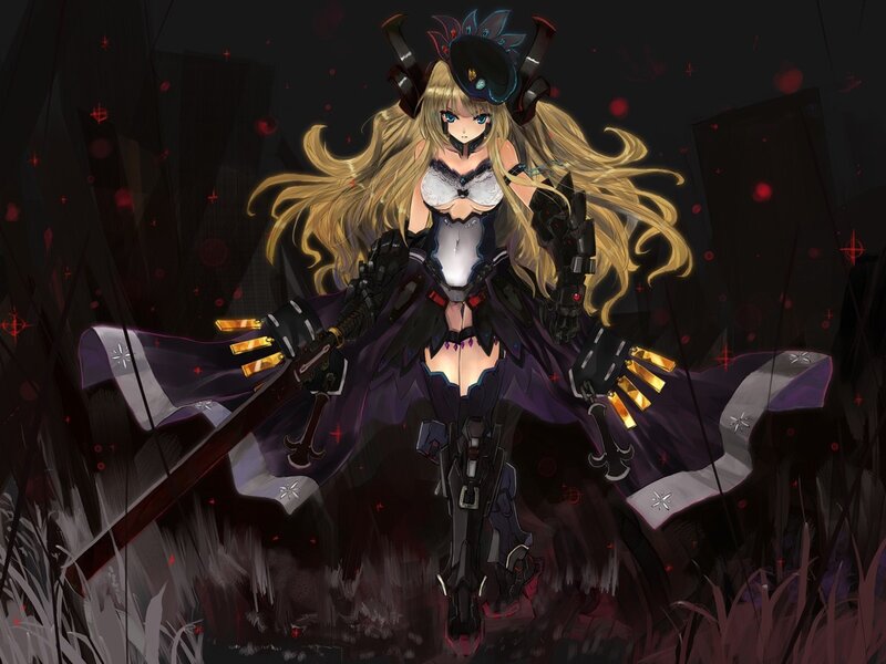 anime warrior with long blonde hair