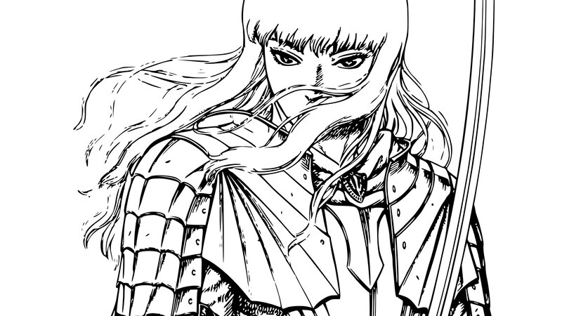 anime warrior with long hair