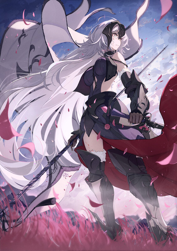 Anime Warrior with Long Hair — White