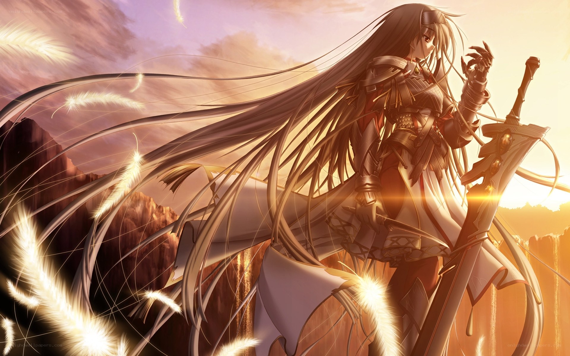 Anime warrior with long hair