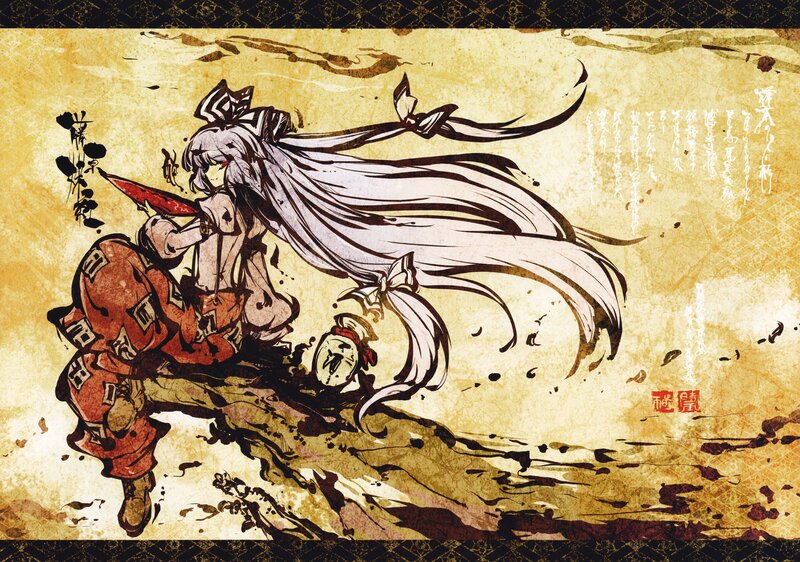 anime warrior with long white hair
