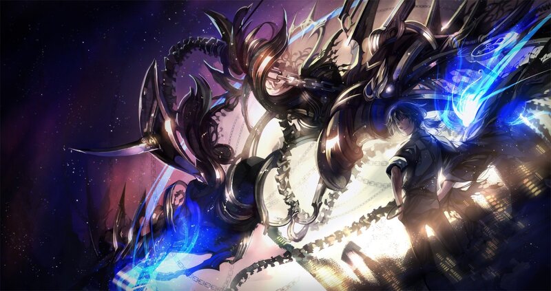 anime warrior with mechanical dragon