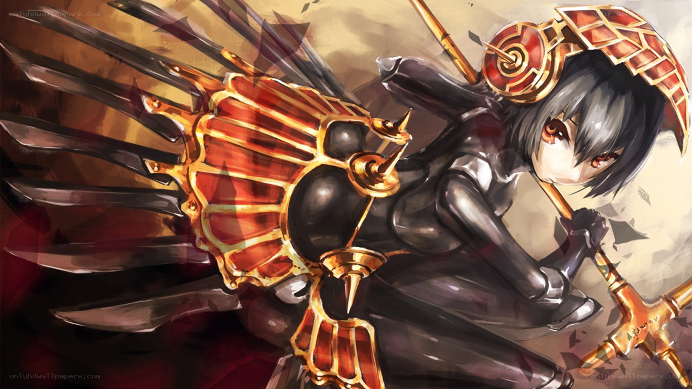 anime warrior with mechanical wings