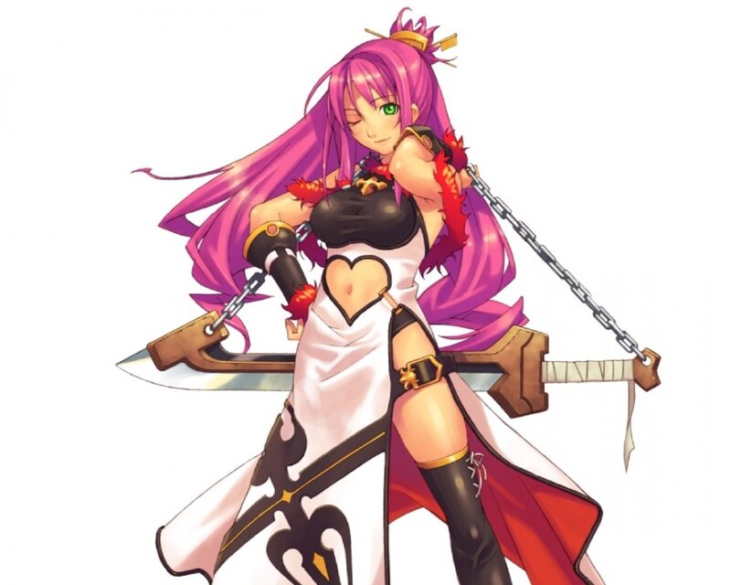 anime warrior with pink hair