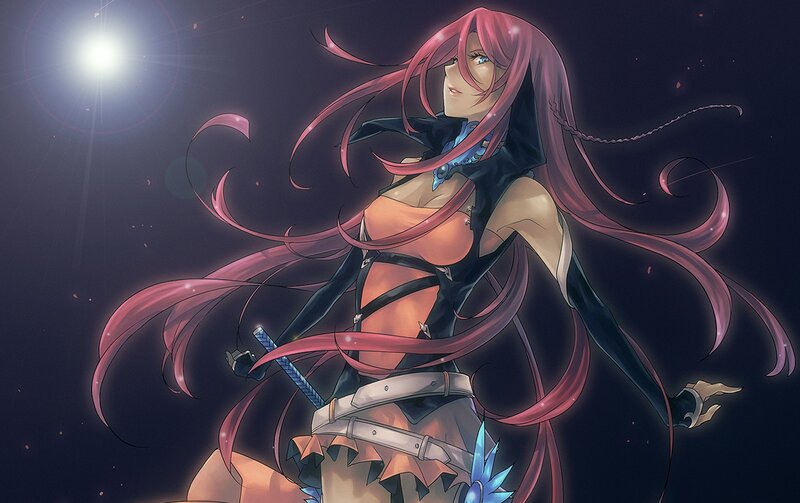 anime warrior with pink hair