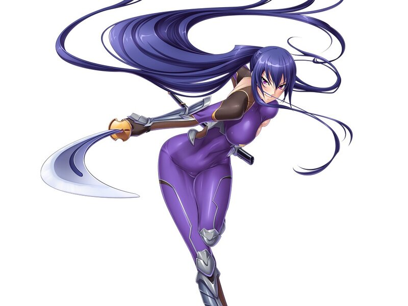 anime warrior with purple hair