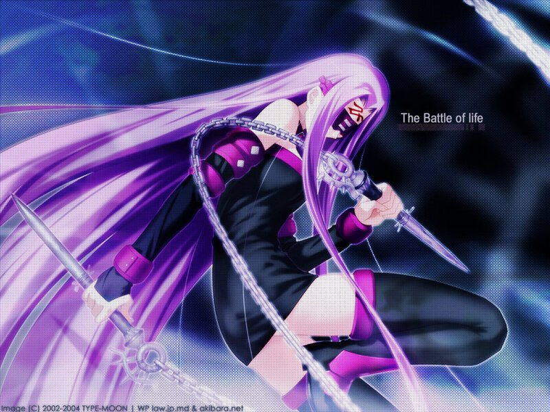 Anime warrior with purple hair