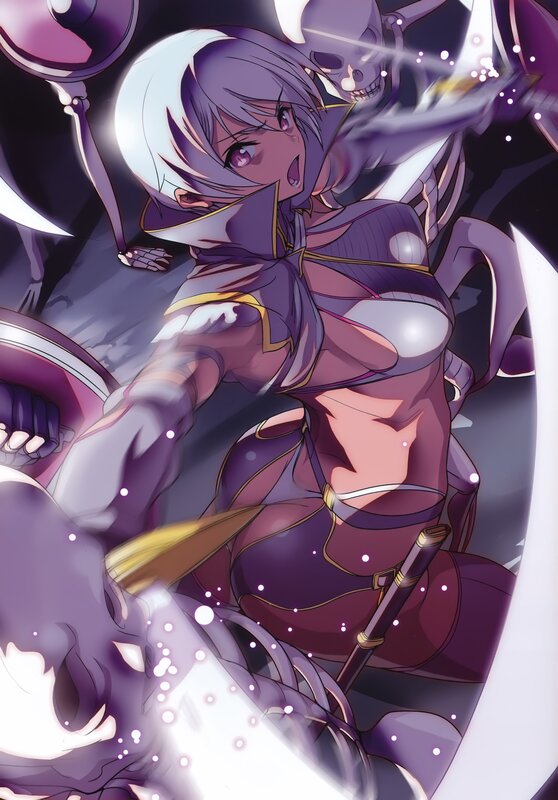 anime warrior with purple hair