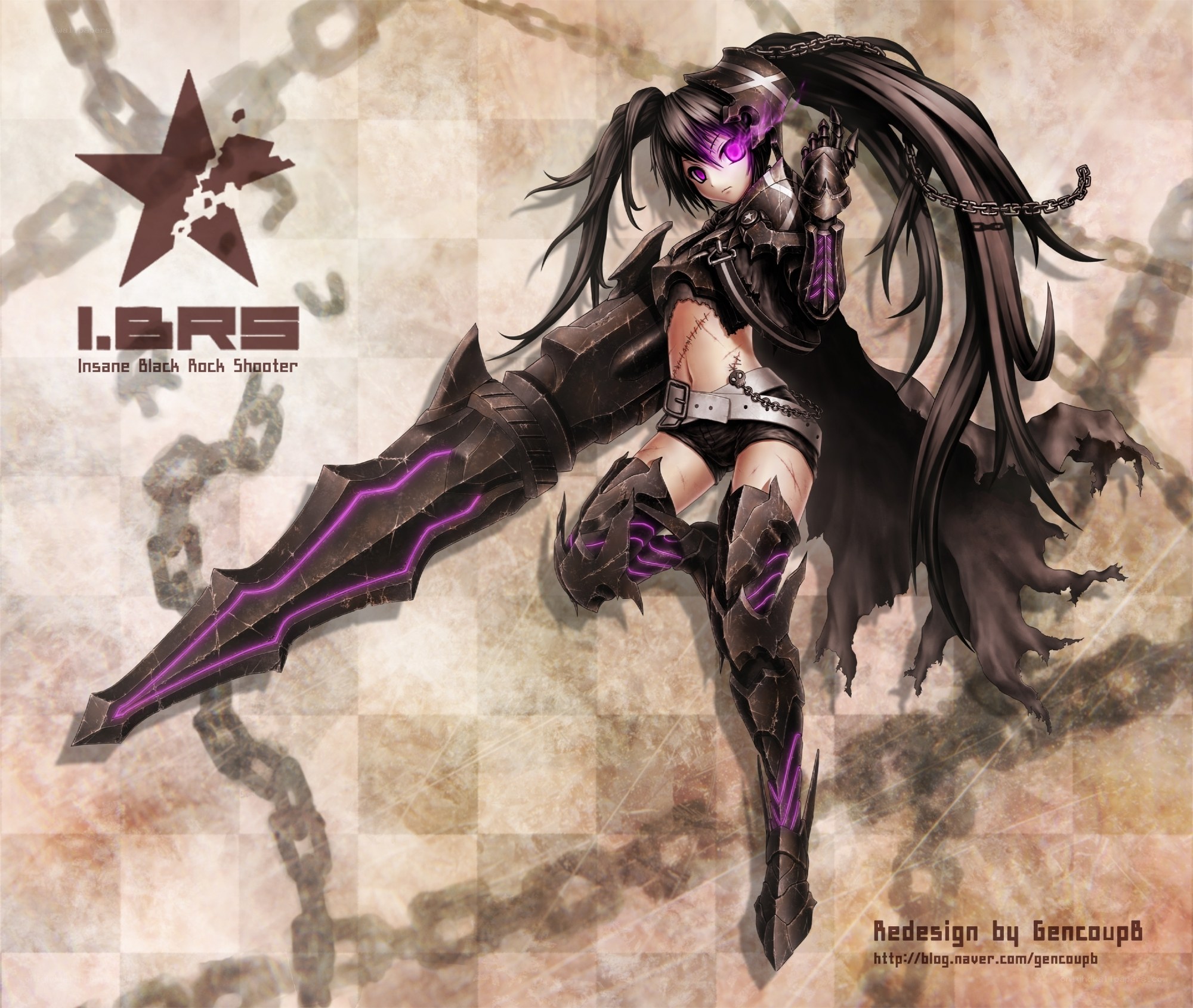 anime warrior with purple weapon
