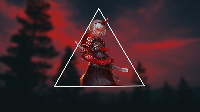 Anime Warrior with Red Armor — Dramatic
