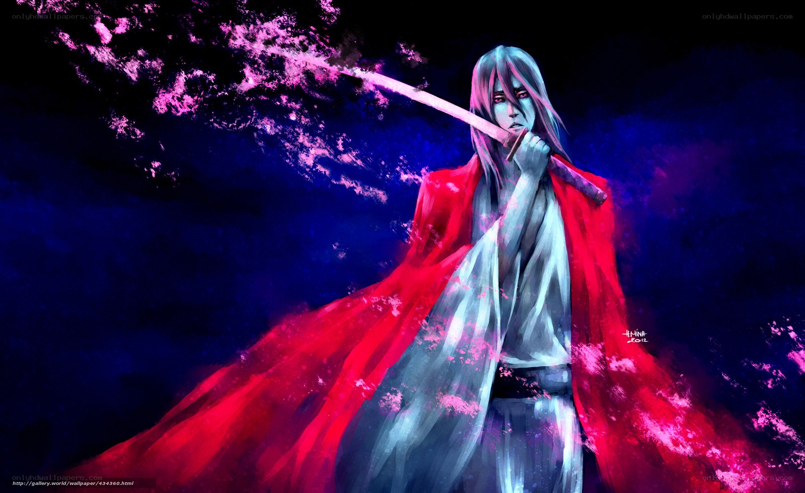 anime warrior with red cloak