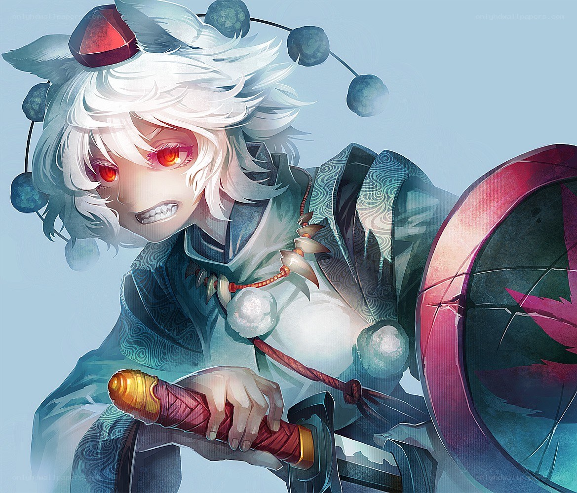 anime warrior with red eyes