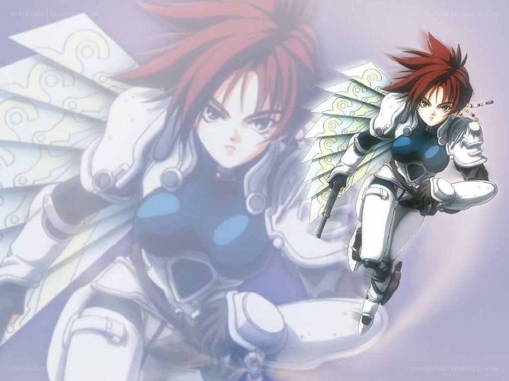 anime warrior with red hair