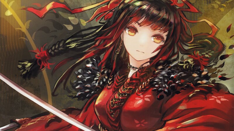 Anime warrior with red hair