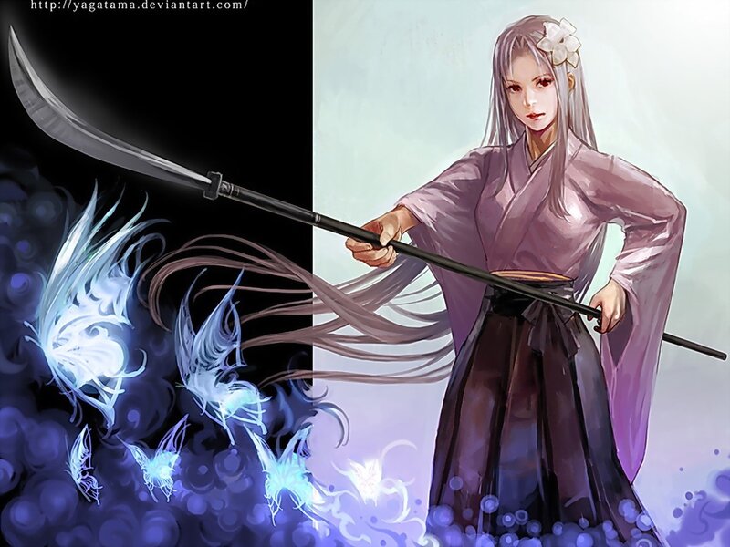 Anime warrior with scythe