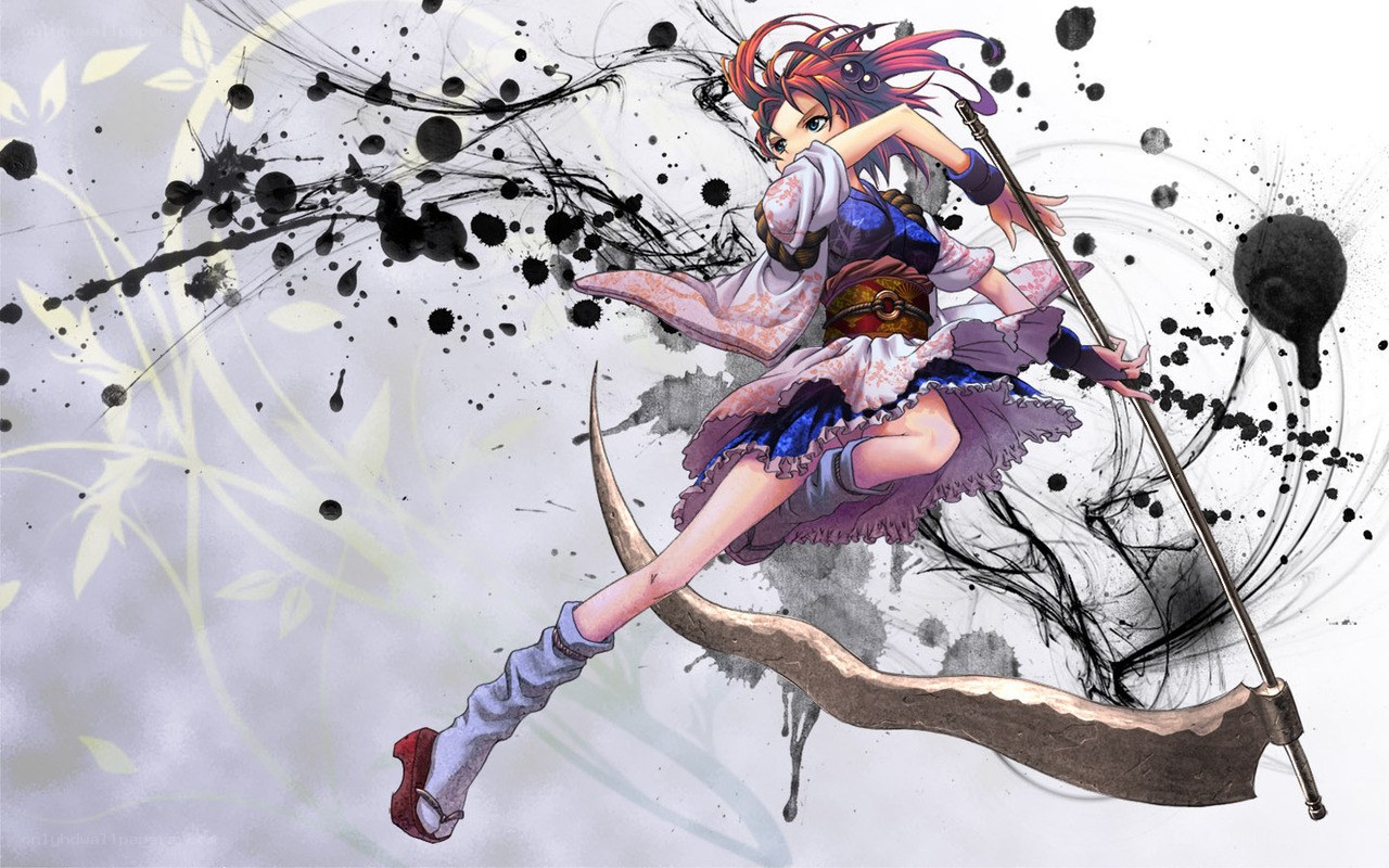 Anime warrior with scythe