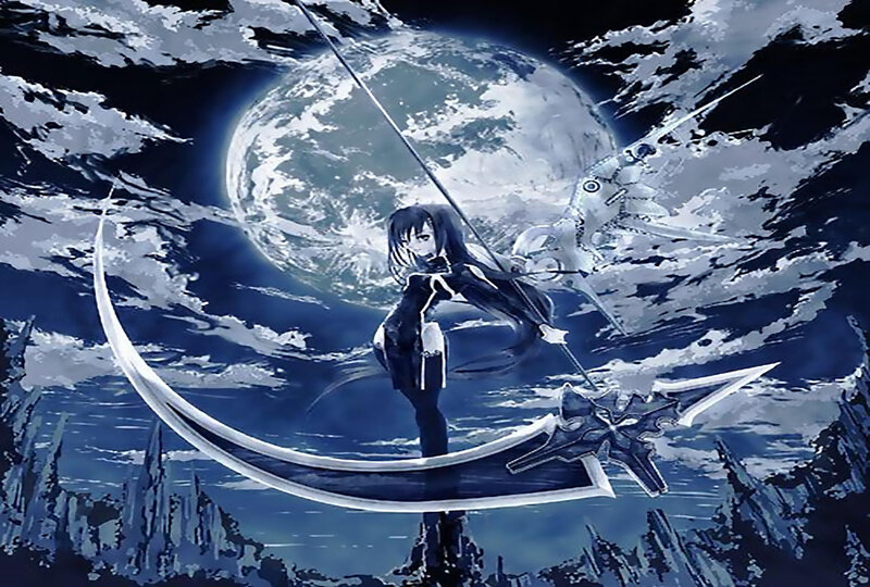 anime warrior with scythe