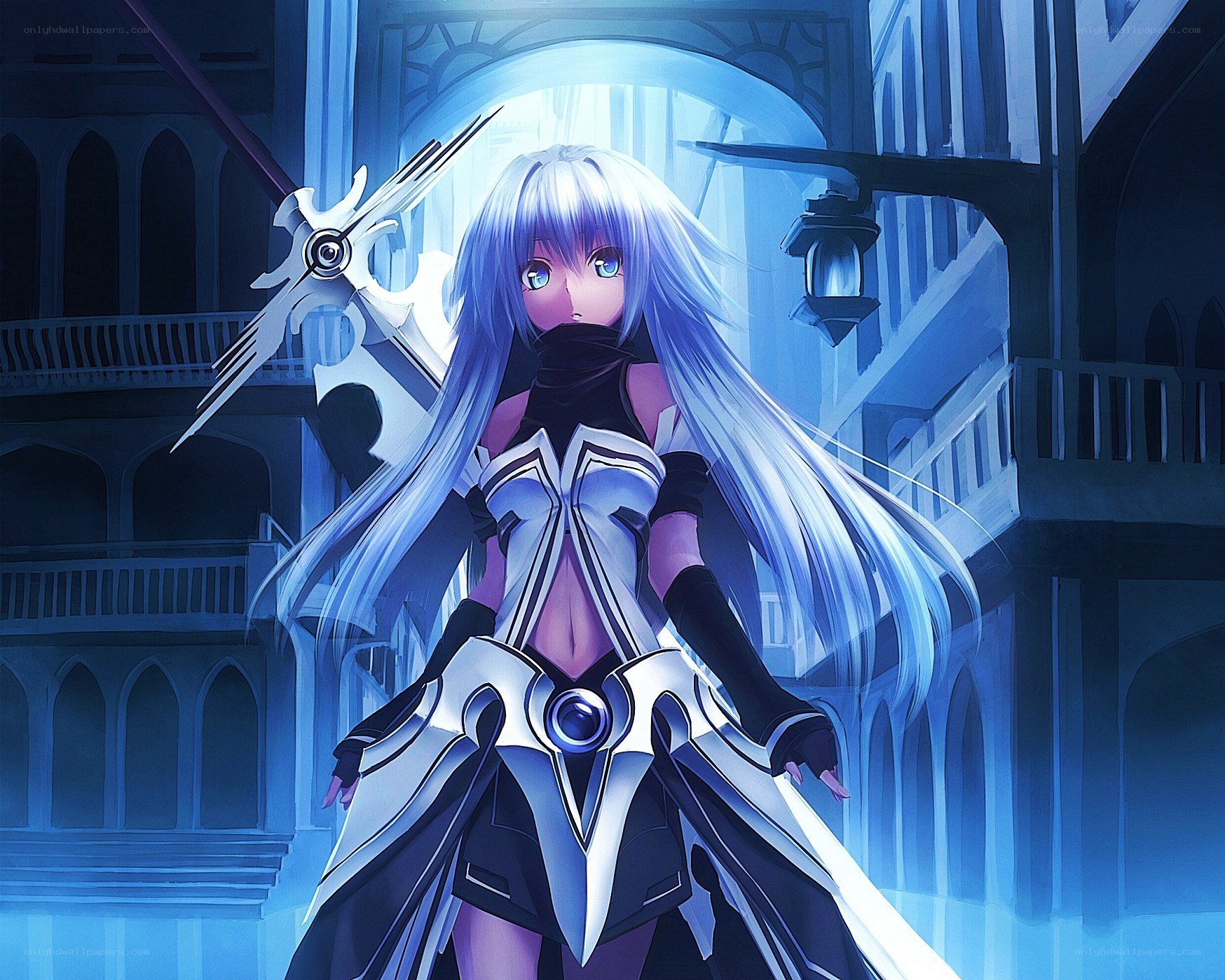 Anime warrior with silver hair