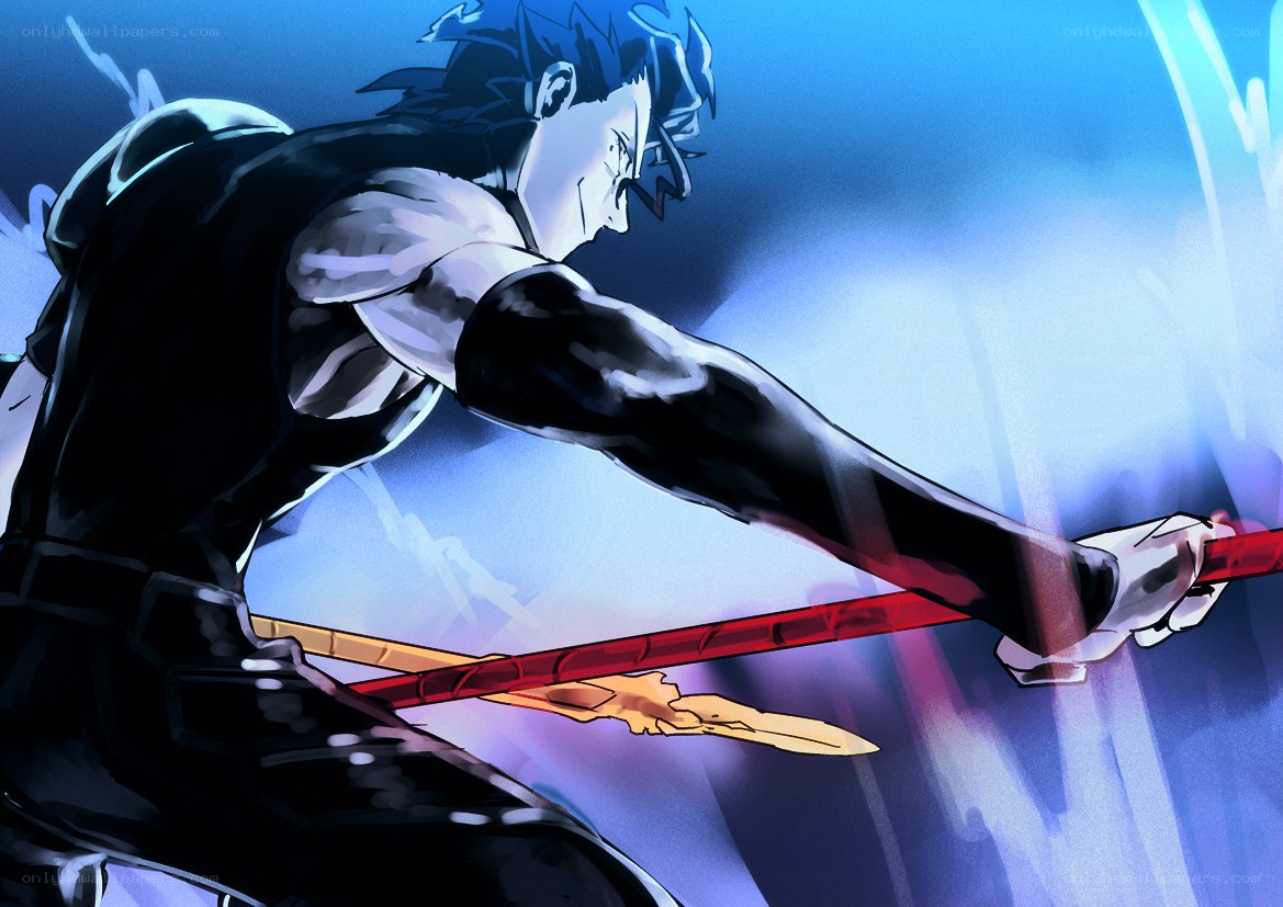 anime warrior with spear