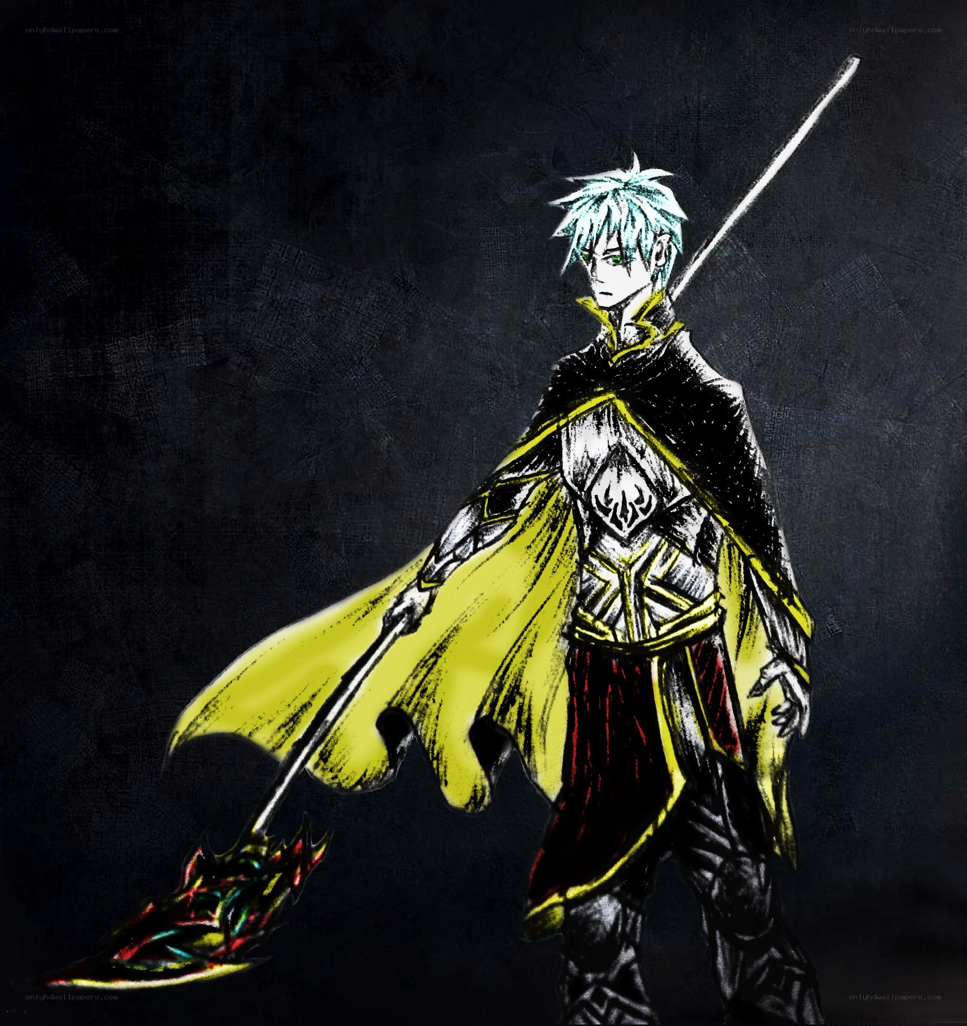 anime warrior with spear