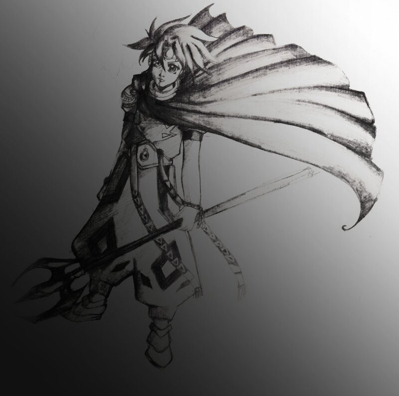 anime warrior with spear