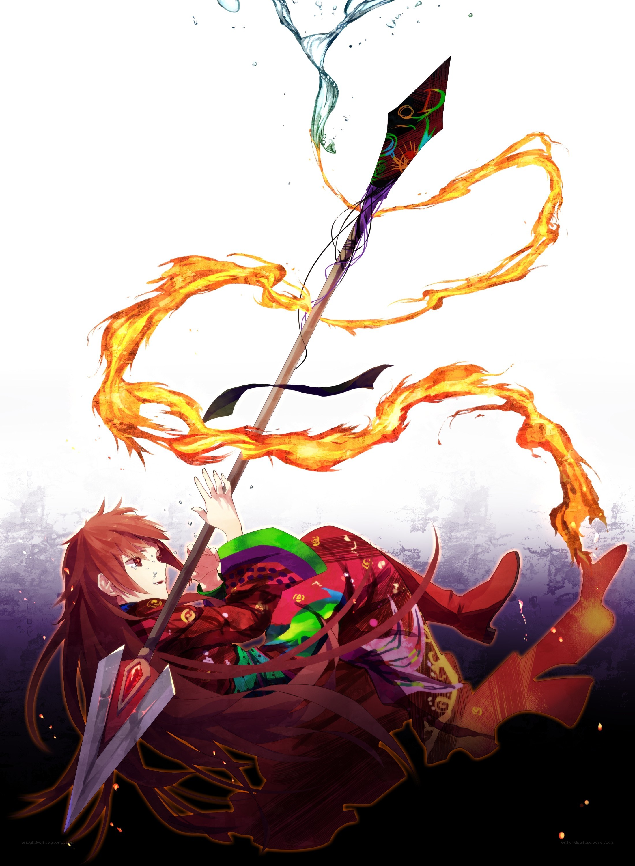 anime warrior with spear