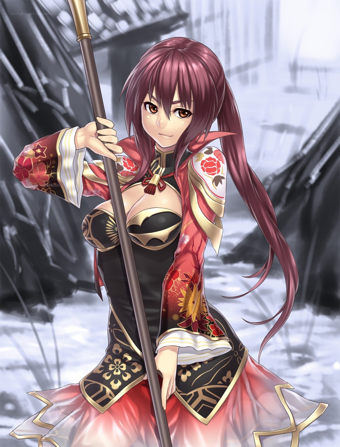 anime warrior with spear
