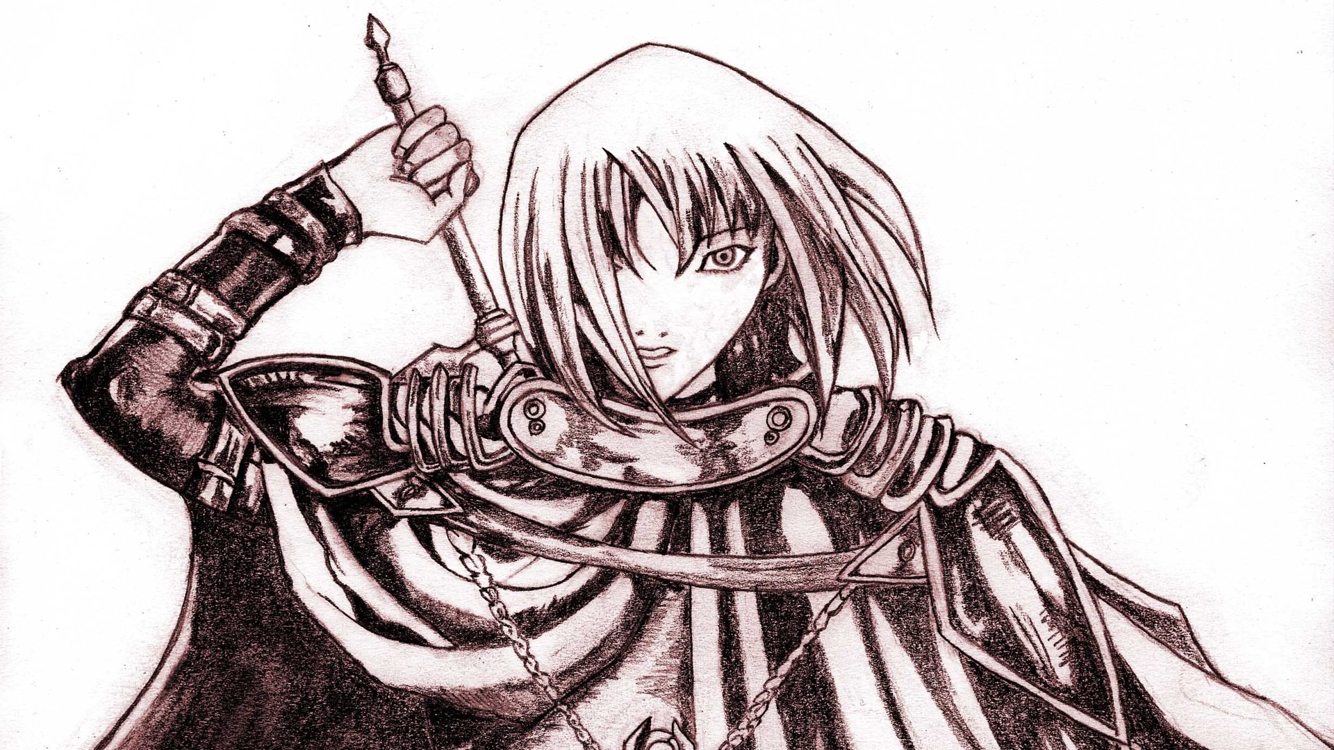 anime warrior with spear