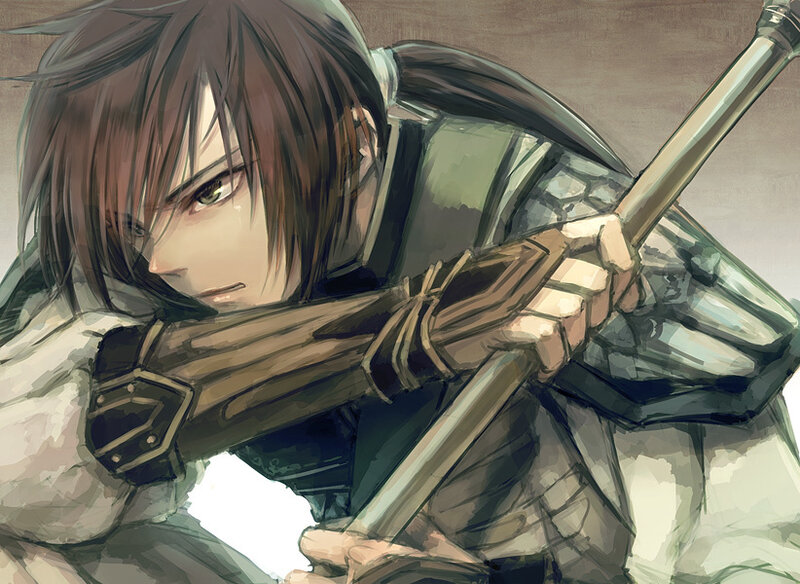Anime Warrior with Spear — Brown