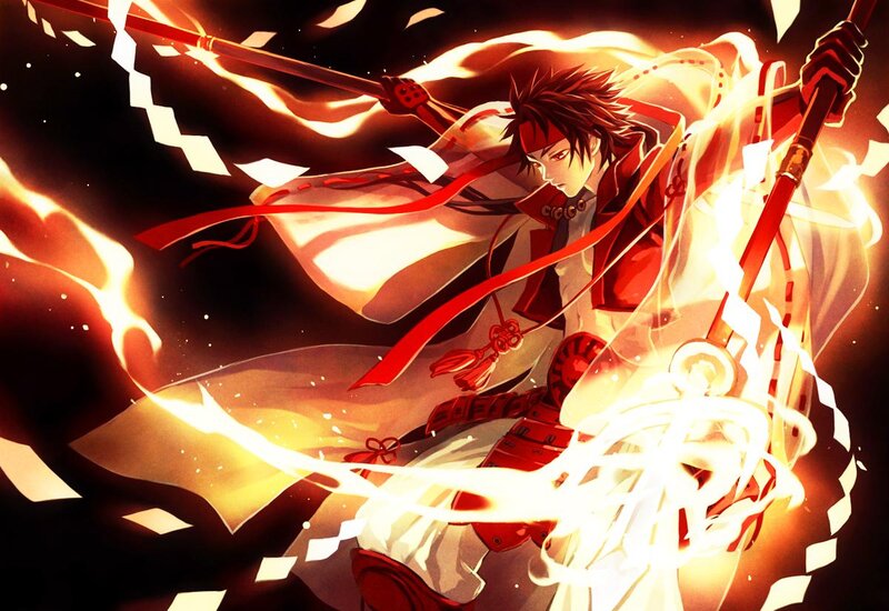Anime Warrior with Spear — Red