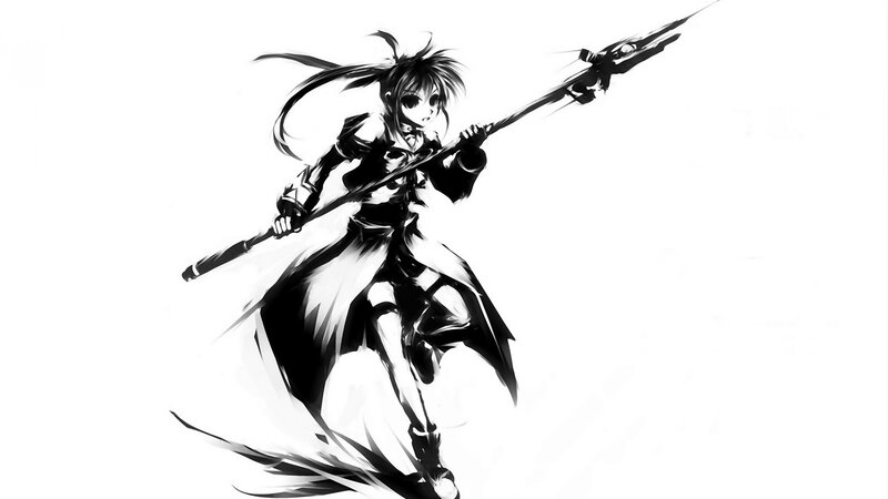 anime warrior with spear