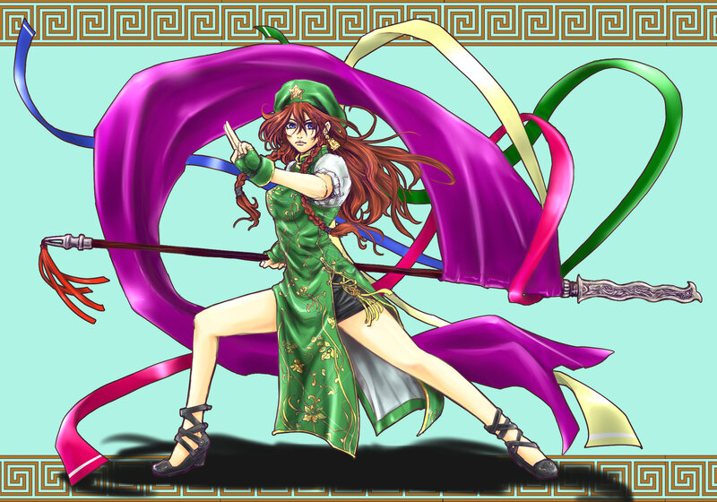 anime warrior with staff