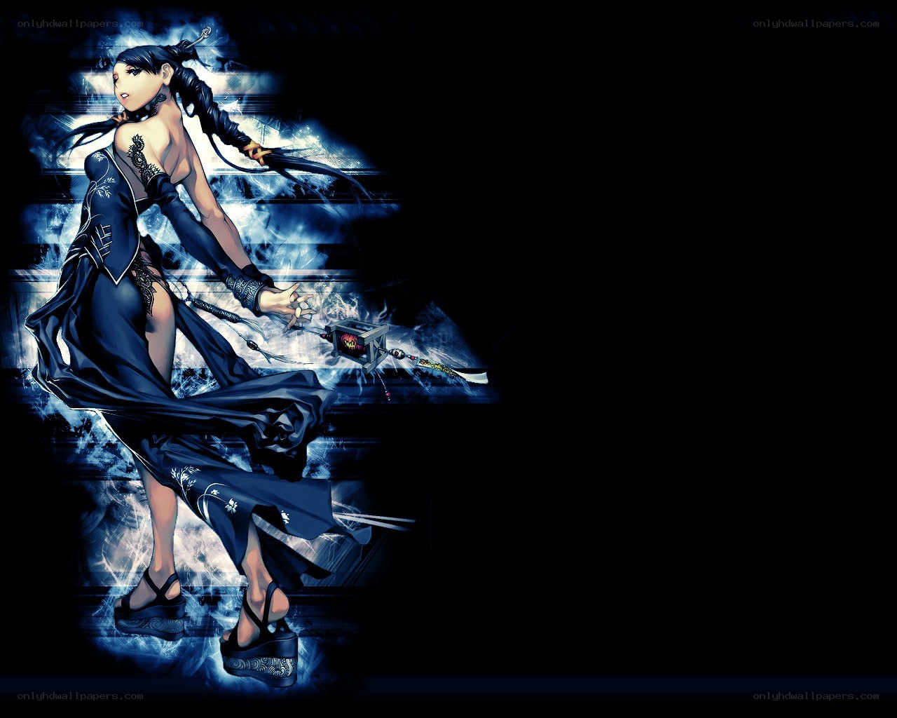 anime warrior with staff