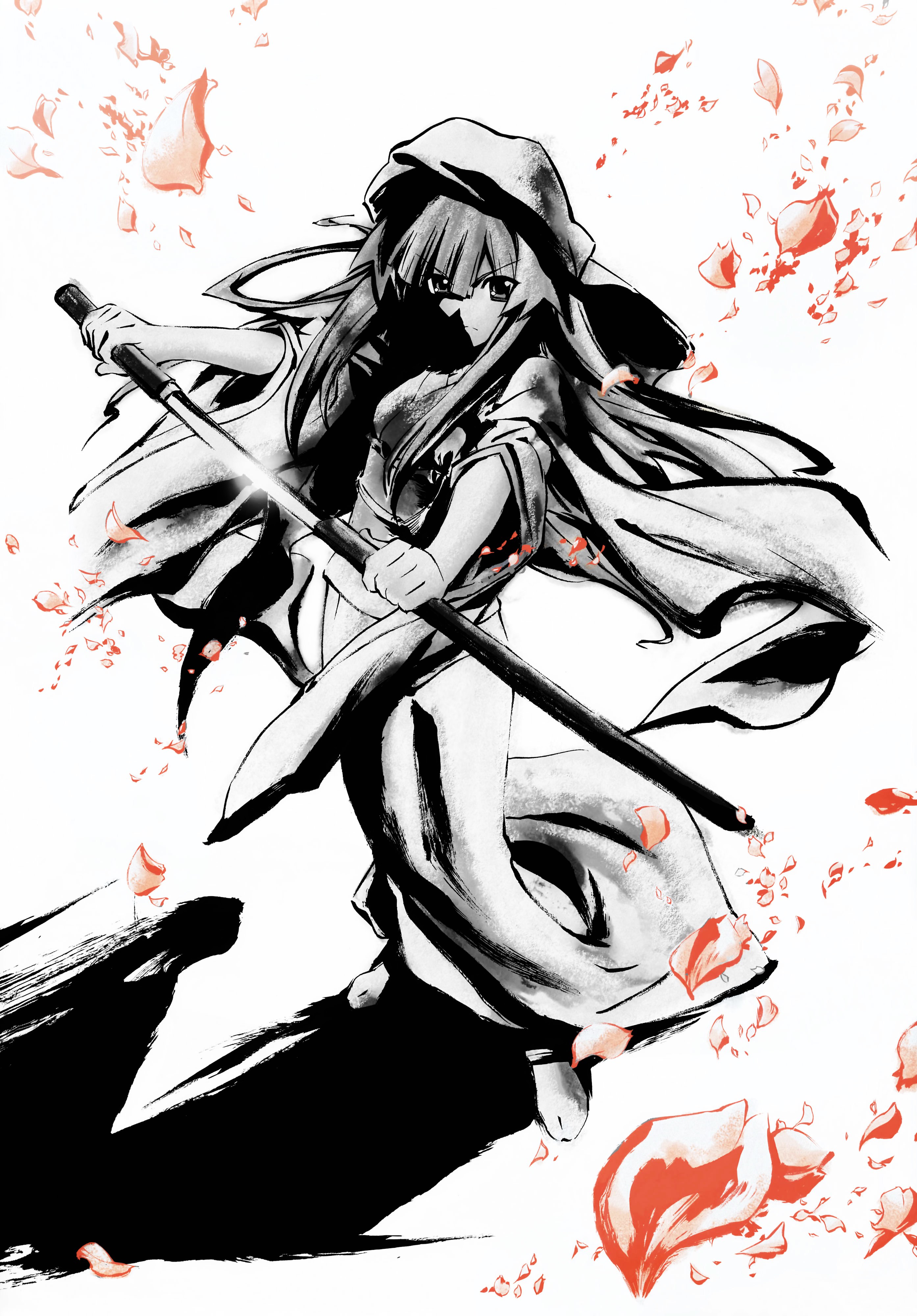 Anime warrior with staff