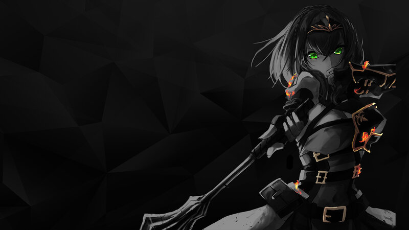 Anime Warrior with Staff — Black