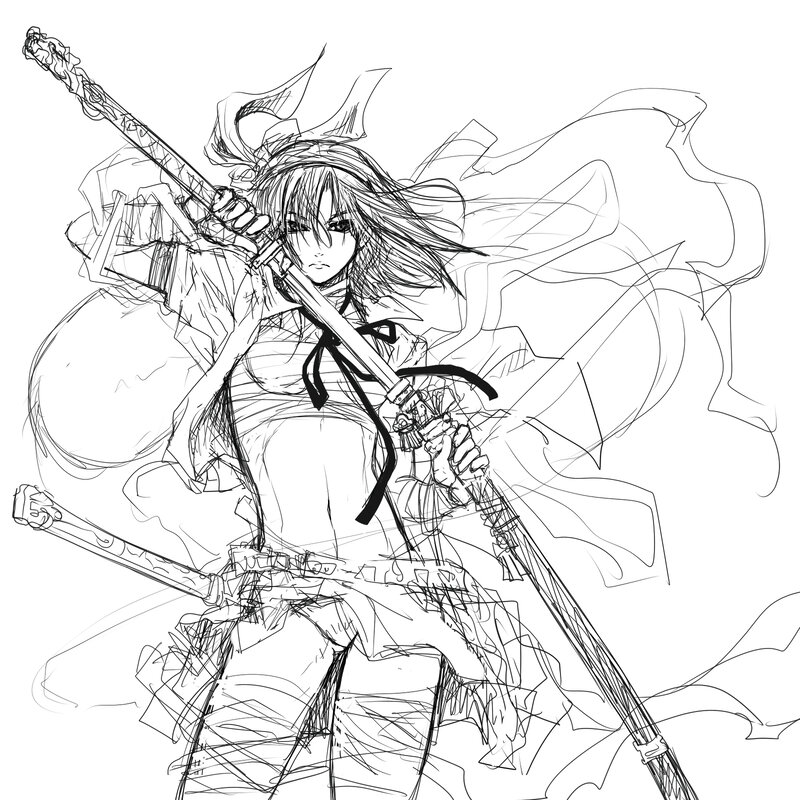 anime warrior with sword