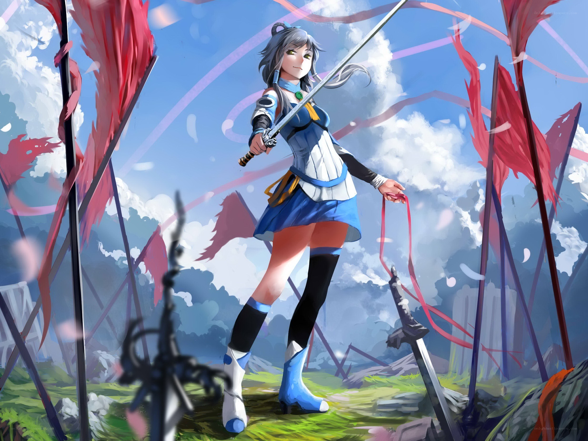 Anime warrior with sword