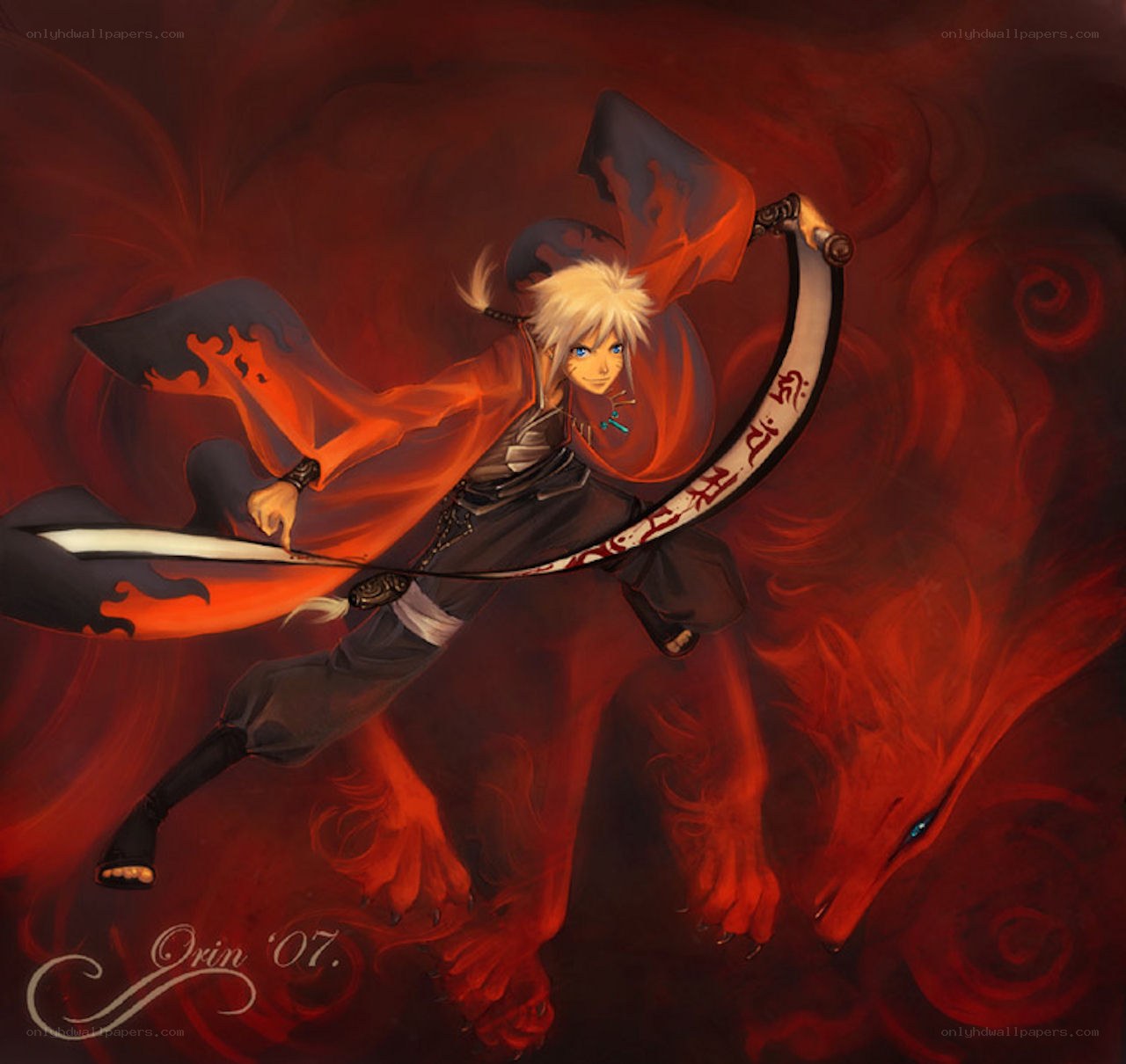 Anime warrior with sword