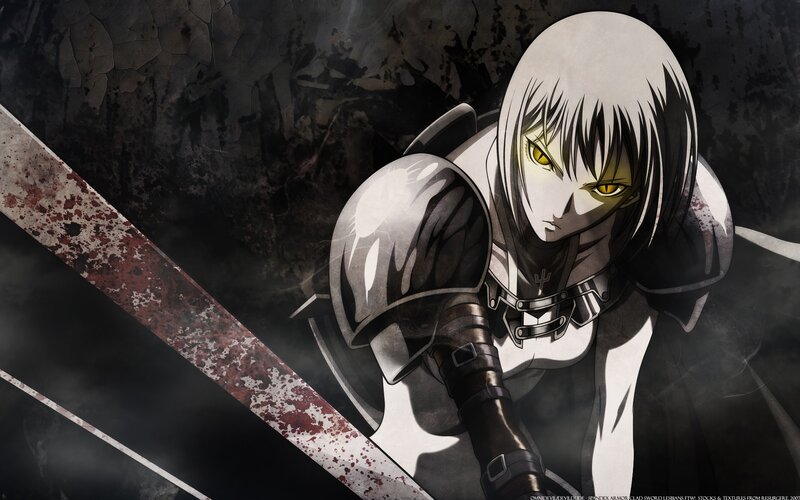 Anime Warrior with Sword — Black, Dramatic, Armor, Blood