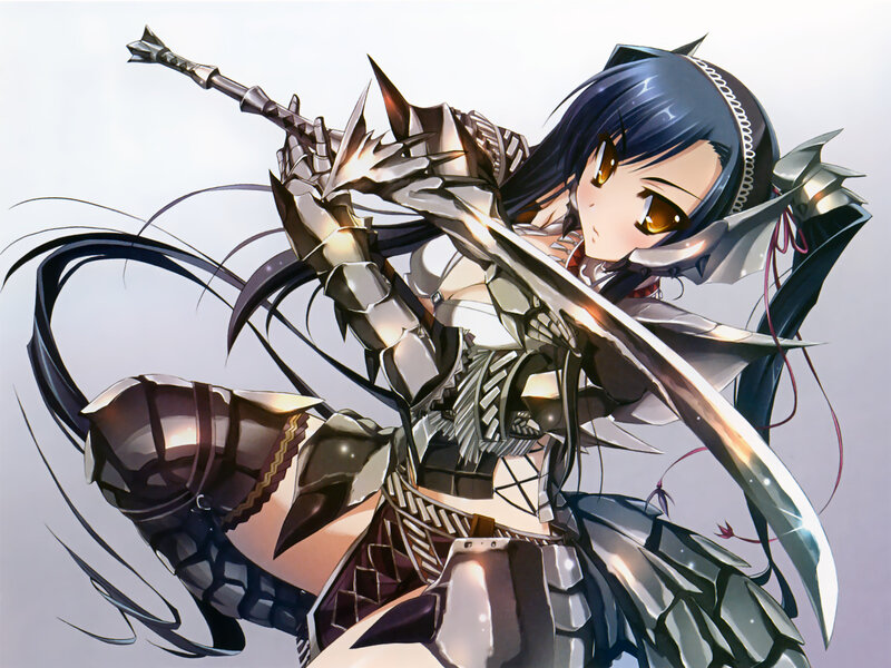 Anime Warrior with Sword — Black, Dramatic, Armor