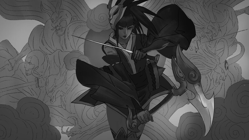 Anime Warrior with Sword — Black, Dramatic, Manga, Axe