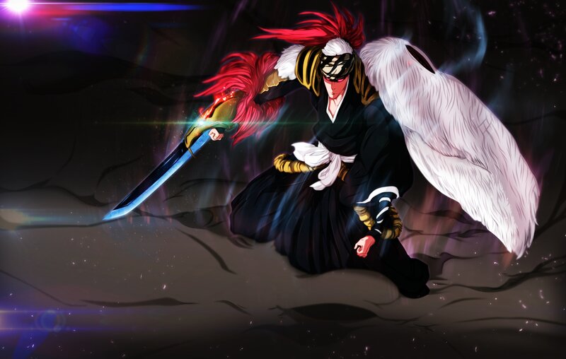 Anime Warrior with Sword — Black, Dramatic, Night