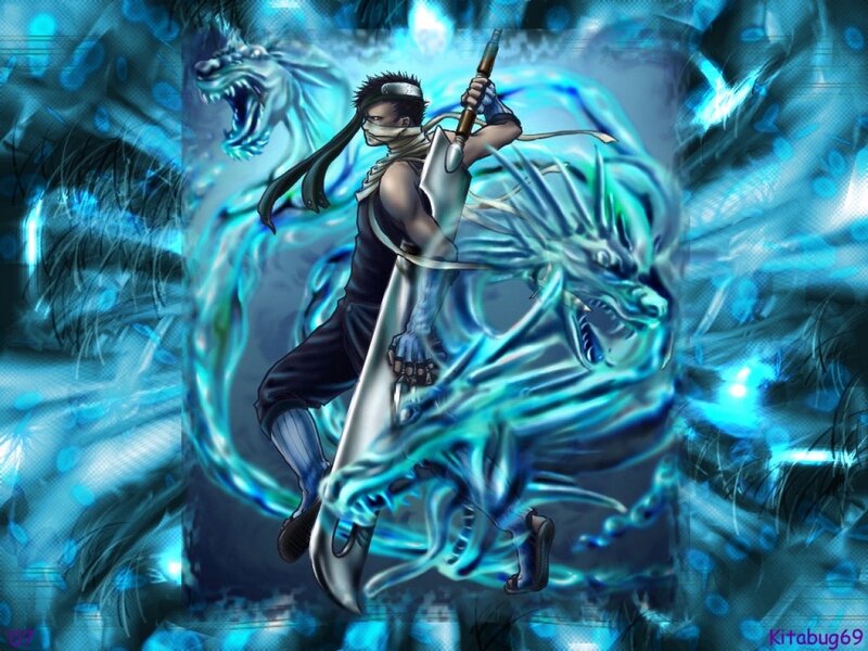 Anime Warrior with Sword — Blue, Dramatic, Manga, Dragon