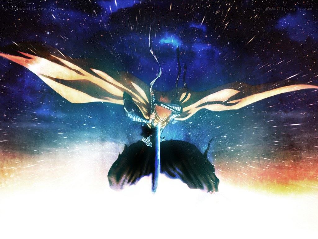 Anime warrior with sword in space
