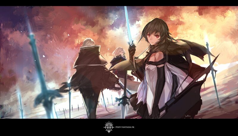 Anime Warrior with Sword — Orange, Dramatic