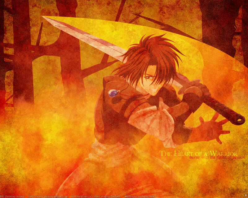Anime Warrior with Sword — Orange