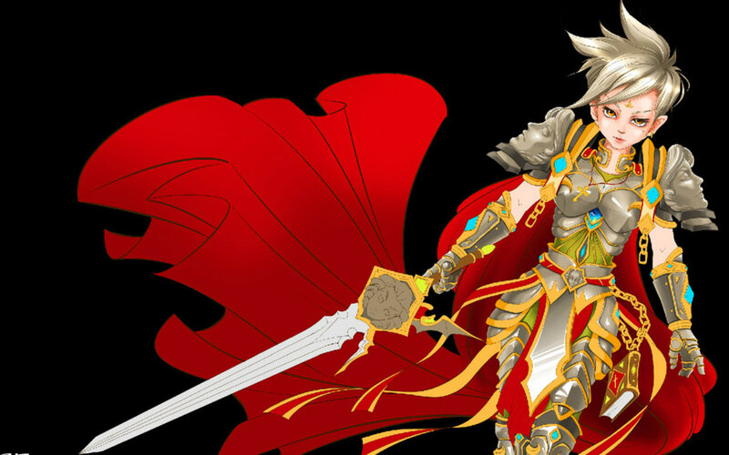 Anime Warrior with Sword — Red, Dramatic, Digital Art, Armor