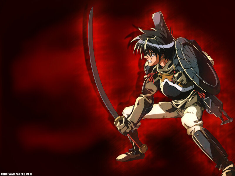 Anime Warrior with Sword — Red, Dramatic, Shield
