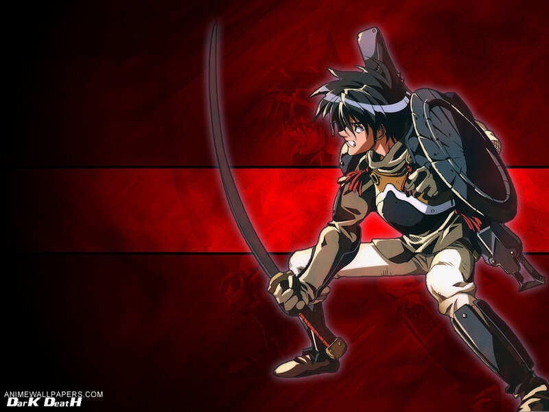 Anime Warrior with Sword — Red, Dramatic